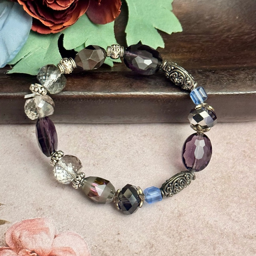 Purple  Glass Beaded Bracelet